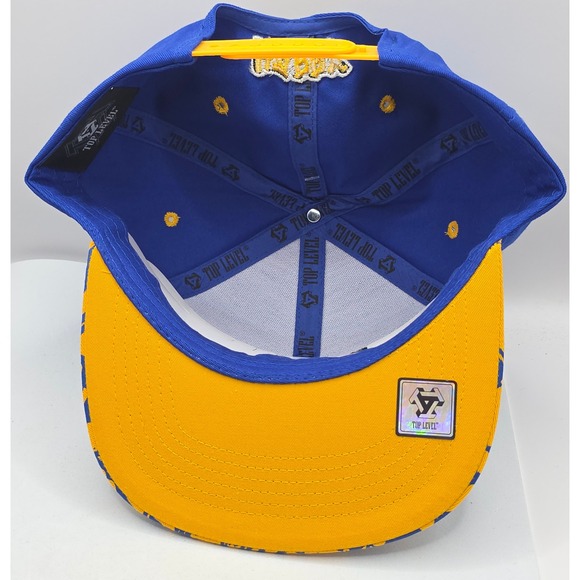 Top‎ Level Happy Snapback Hat Blue Yellow Sparkly Grill Hip Hop Baseball Cap NWT - Picture 6 of 13